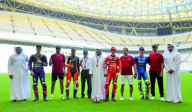 Qatar Motor and Motocycle Federation President Abdulrahman Al Mannai with MotoGP riders